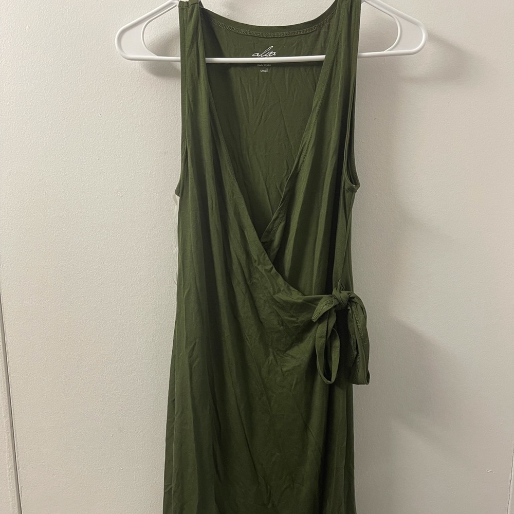 Green mini dress.